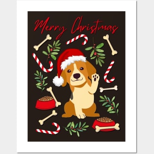 Merry Christmas cute dog Seasons Greetings Tis The Season To Be Jolly Cutest puppy Posters and Art